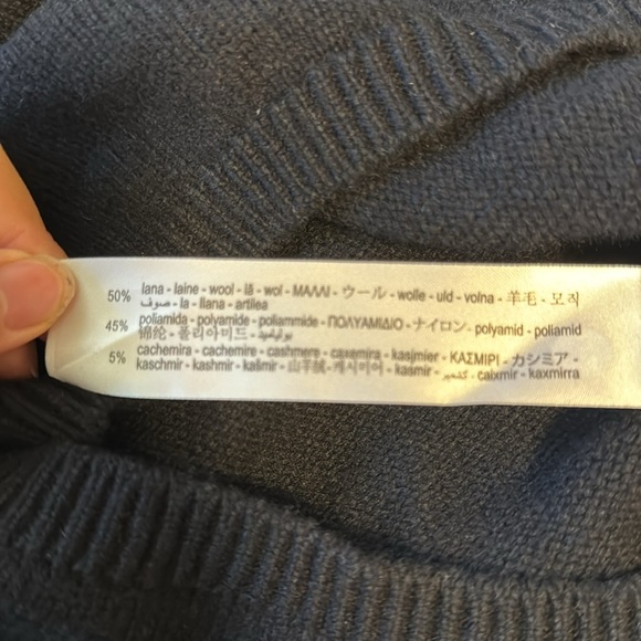 Zara Black/Navy Wool Blend Knit Sweater w/ Back Zipper - Picture 3 of 4